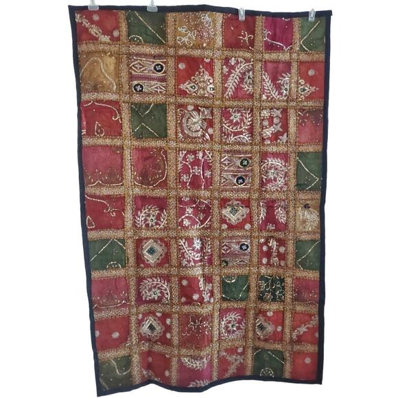 Handmade Tapestry Table Cover Sequins Chiffon Embroidery Christmas Holiday Decor - Picture 1 of 15